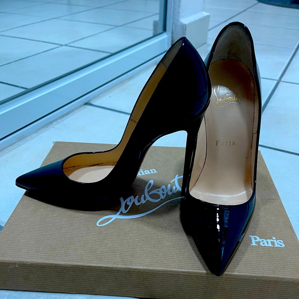 Christian Louboutin SO KATE 120 PATENT BLACK PUMP